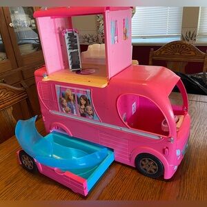 Barbie Pink and Blue Camper Van with Slide-Out Pool
